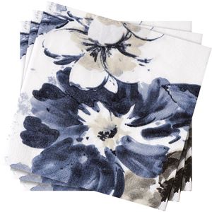 Servietter Blomst blå, 20pk 33x33cm