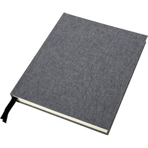 Notatbok hard_C grå tekstil 125ark