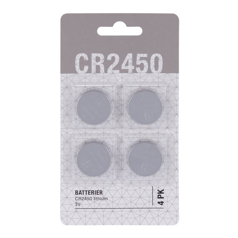 CR2450 Lithium knappcellebatteri 3V 4pk